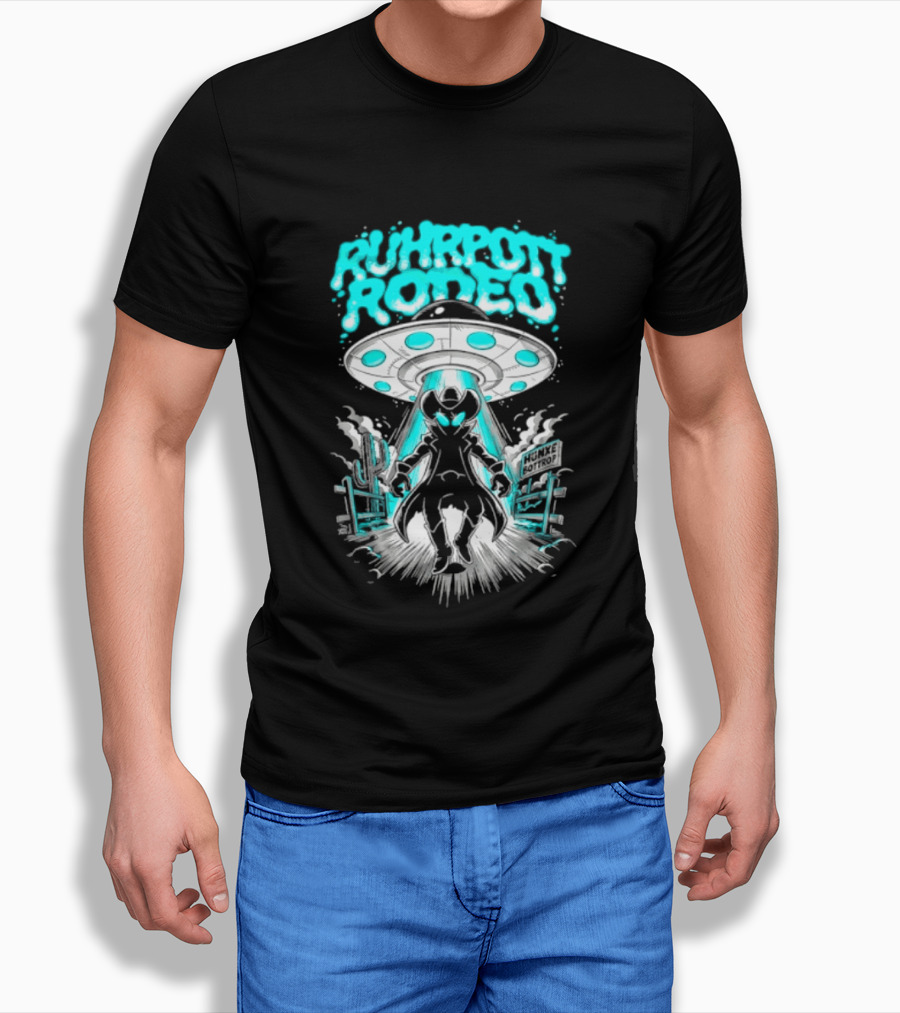 Ruhrpott Rodeo Hunxe Bottrop Alien Cowboy UFO Texas Stadium T-Shirt