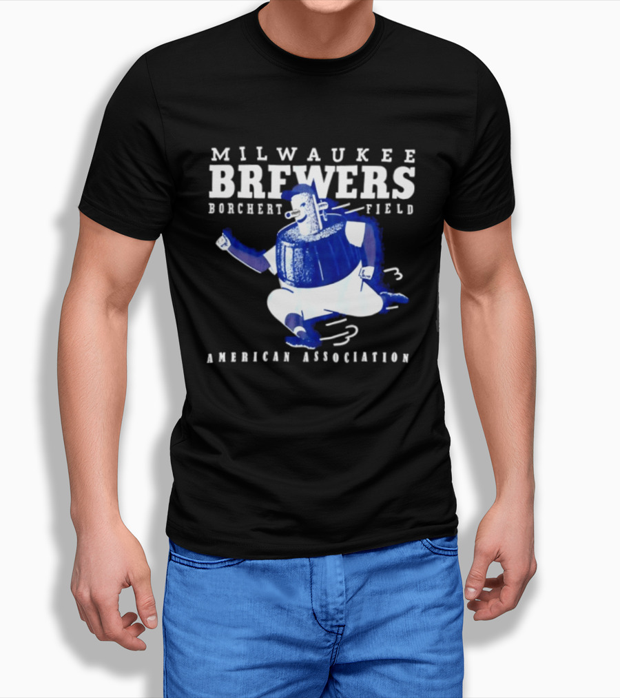 Milwaukee Brewers Borchert Field American Association Retro Baseball T-Shirt