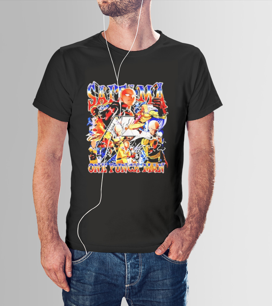 Saitama One Punch Man Anime Manga Superhero Action Pose Compilation T-Shirt