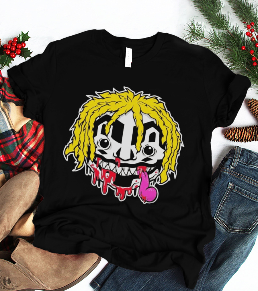 Ouija Macc Iveka Glob Dripping Smiley Face Yellow Hair Pink Tongue T-Shirt