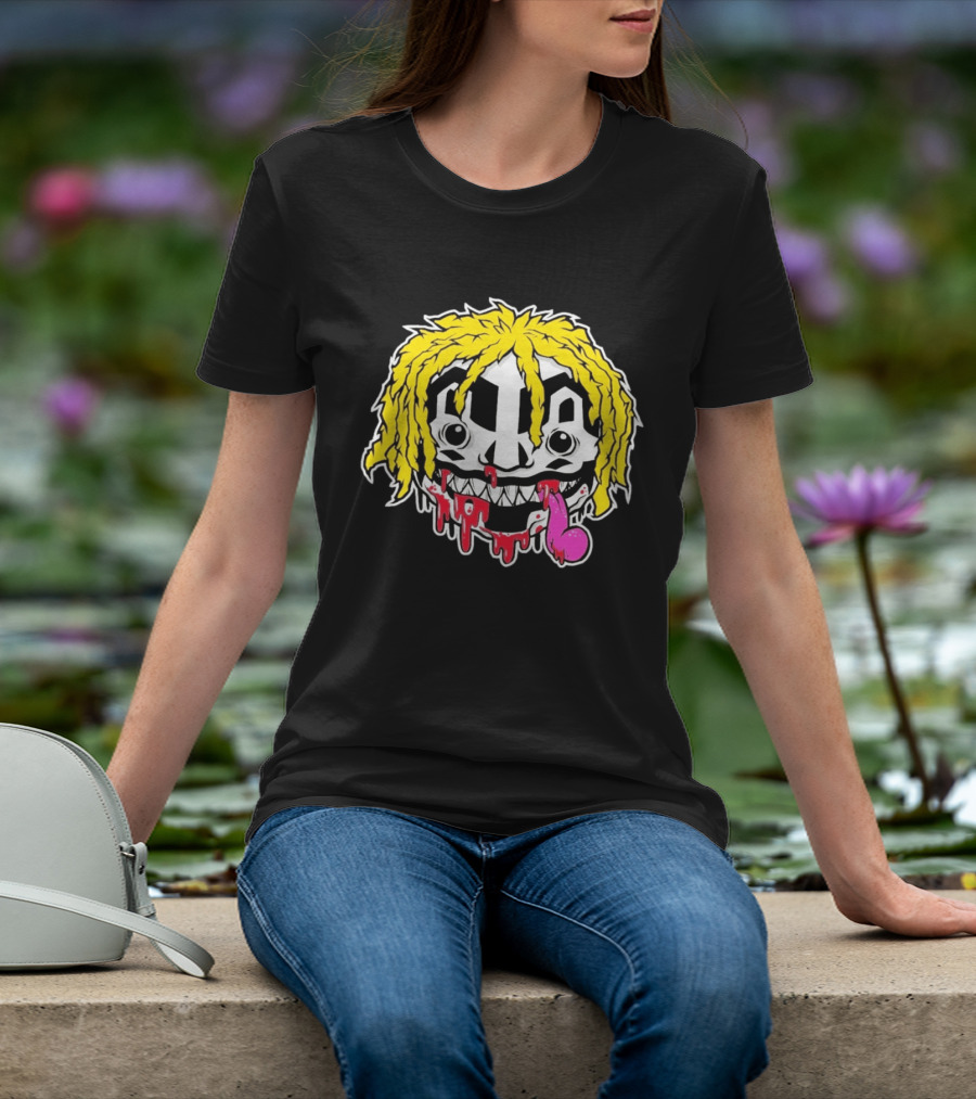 Ouija Macc Iveka Glob Dripping Smiley Face Yellow Hair Pink Tongue T-Shirt
