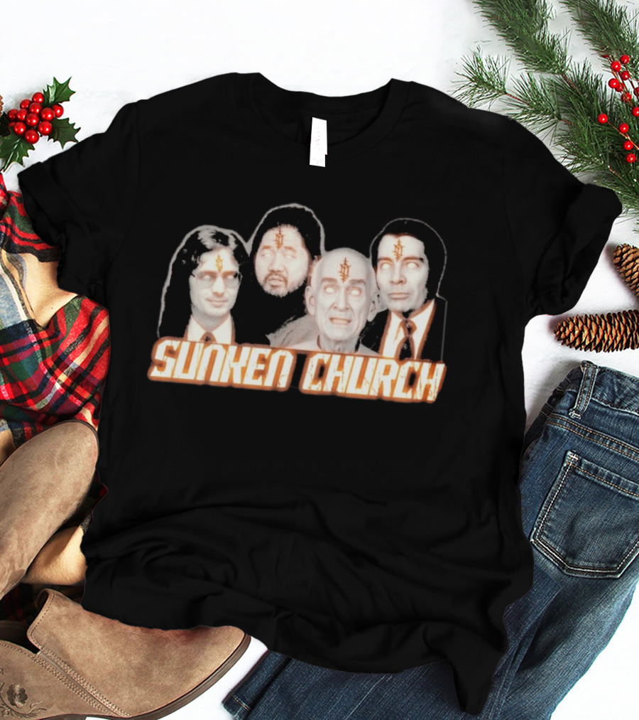 Ouija Macc Sunken Church With Four Figures And Symbol On Foreheads T-Shirt