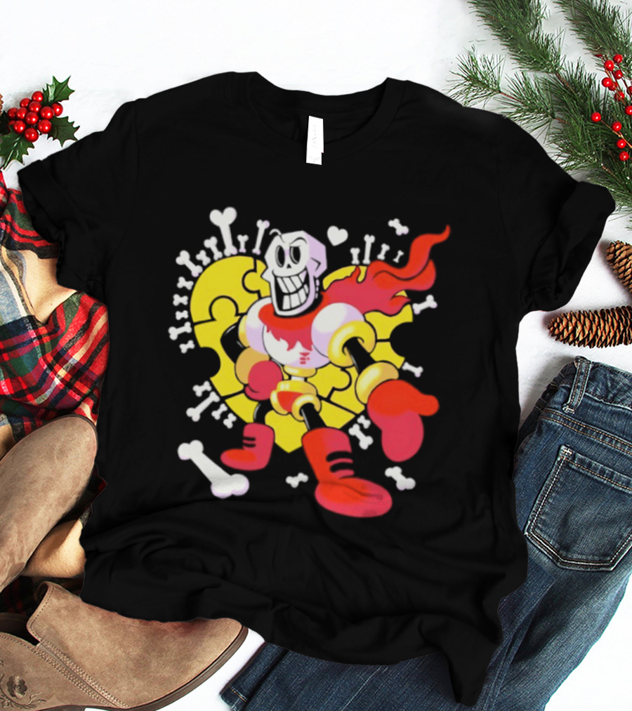 Papyrus Bonetrousle 10th Anniversary Undertale Puzzle Heart Skeleton T-Shirt