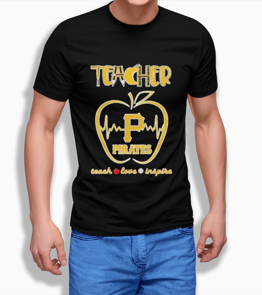 Pittsburgh Pirates Teacher Apple Teach Love Inspire T-Shirt