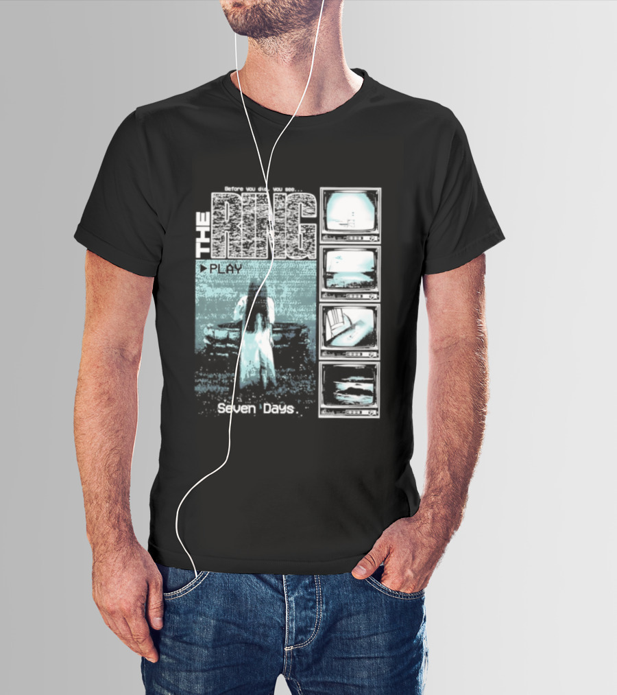 The Ring Seven Days Play Tape Iconic Horror Movie Scene T-Shirt