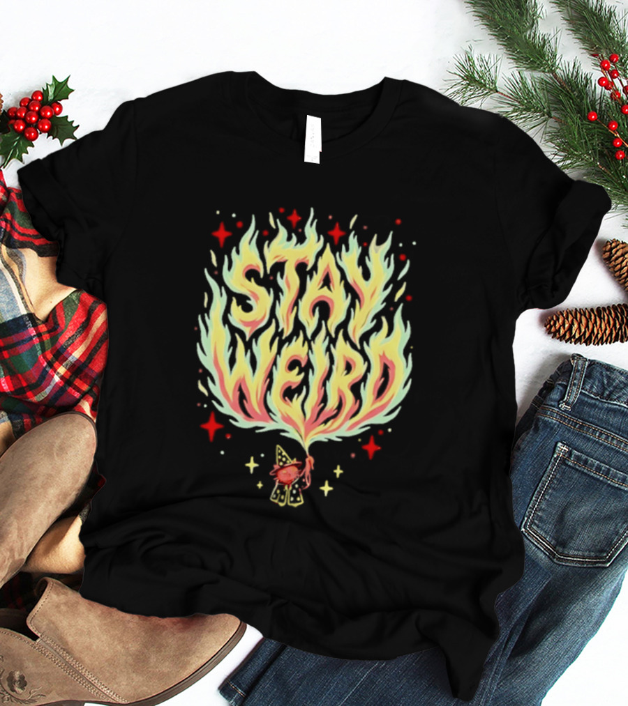 Stay Weird Witch Cat Magic Flame T-Shirt