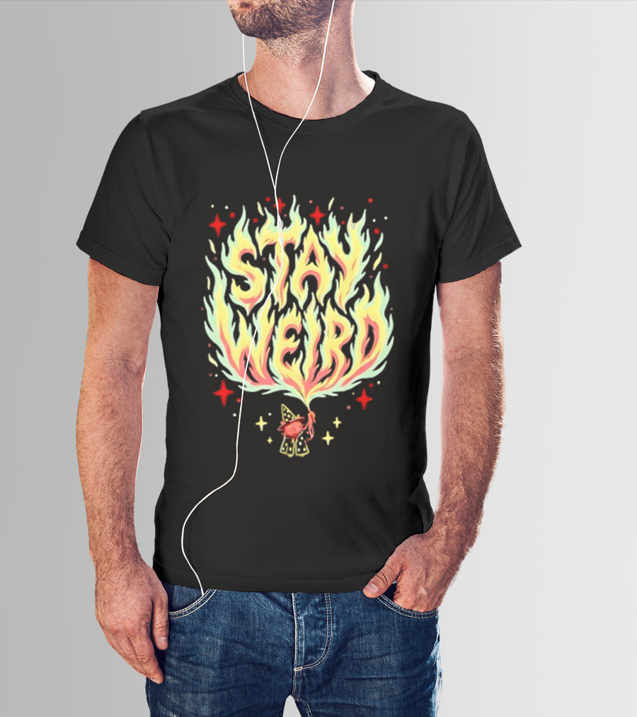 Stay Weird Witch Cat Magic Flame T-Shirt