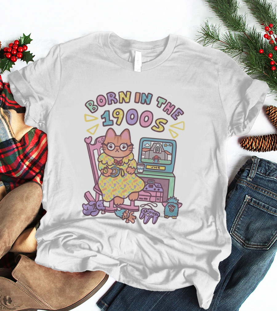 Born In The 1900s Cat VHS Gaming Nostalgia T-Shirt