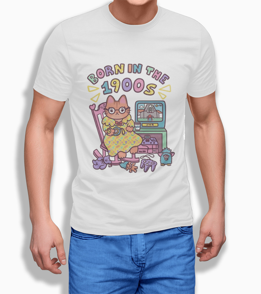 Born In The 1900s Cat VHS Gaming Nostalgia T-Shirt