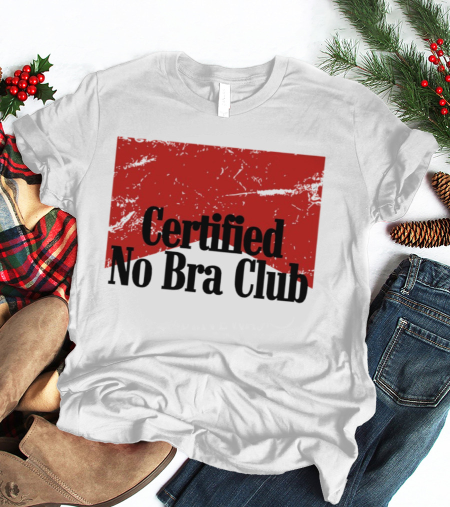 Certified No Bra Club Marlboro Parody Red Banner T-Shirt