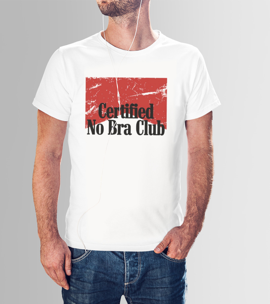 Certified No Bra Club Marlboro Parody Red Banner T-Shirt