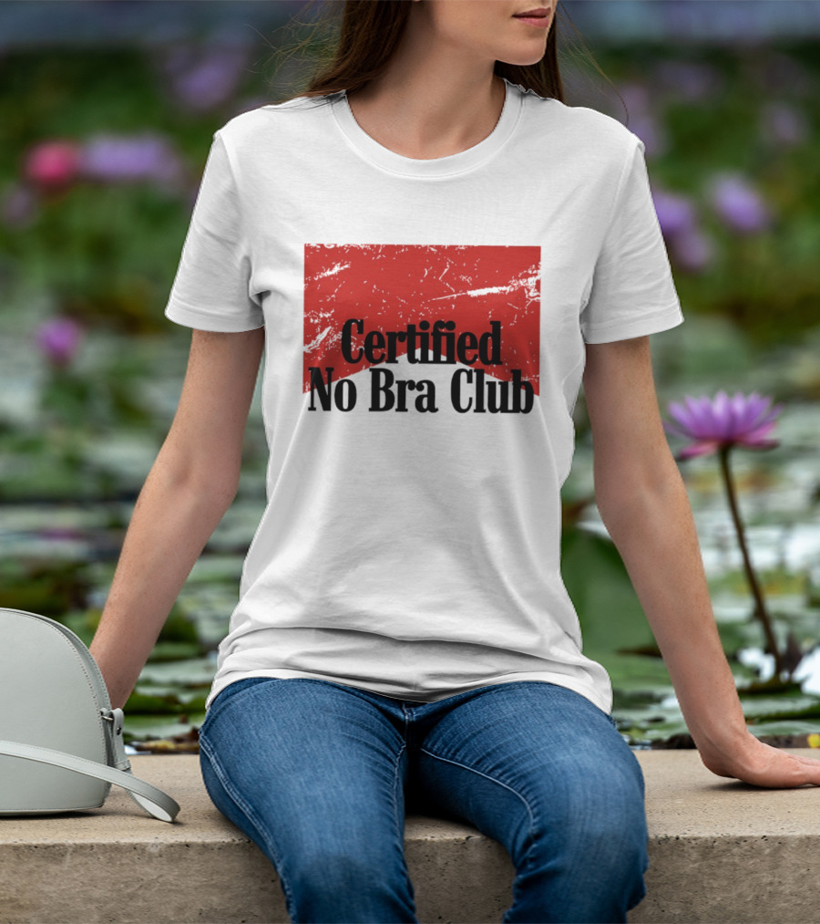 Certified No Bra Club Marlboro Parody Red Banner T-Shirt
