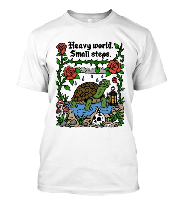 Heavy World Small Steps Turtle Lantern Roses T-Shirt