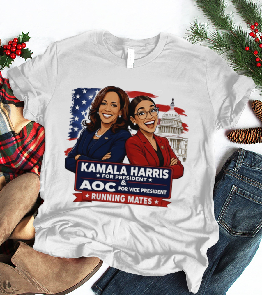 Kamala Harris For President AOC Vice President Running Mates Capitol T-Shirt