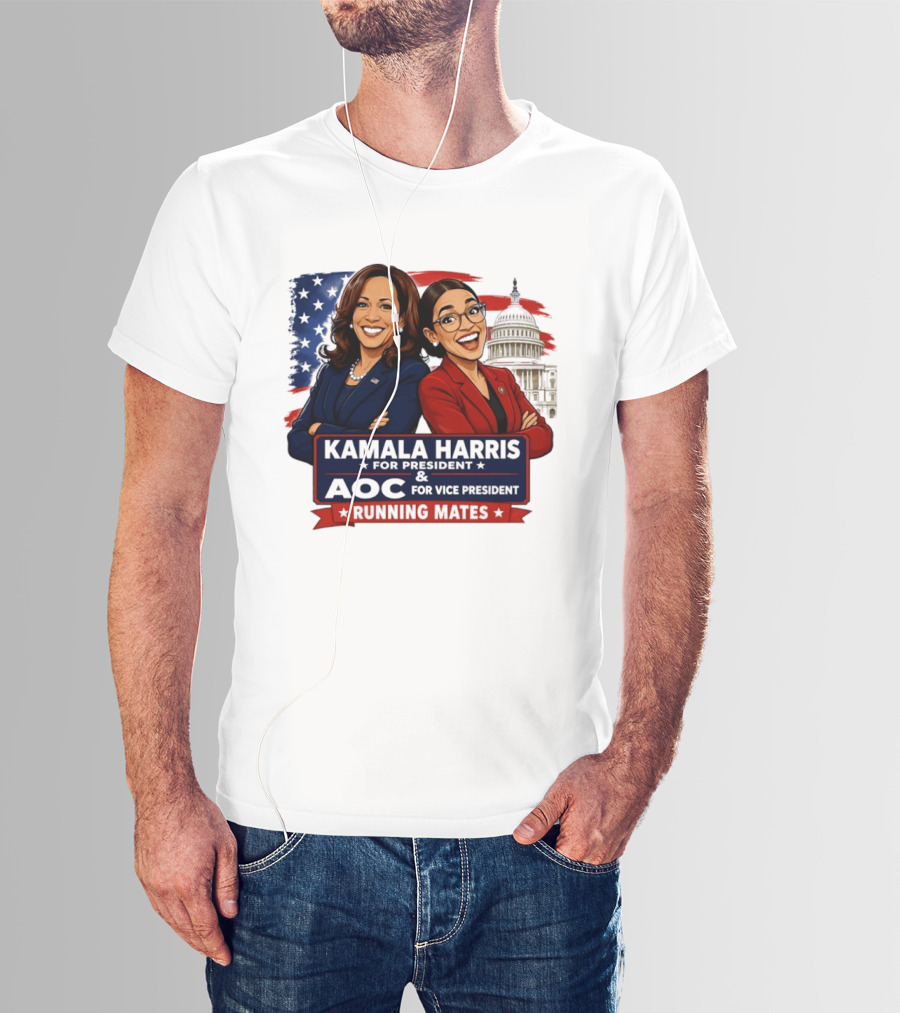 Kamala Harris For President AOC Vice President Running Mates Capitol T-Shirt