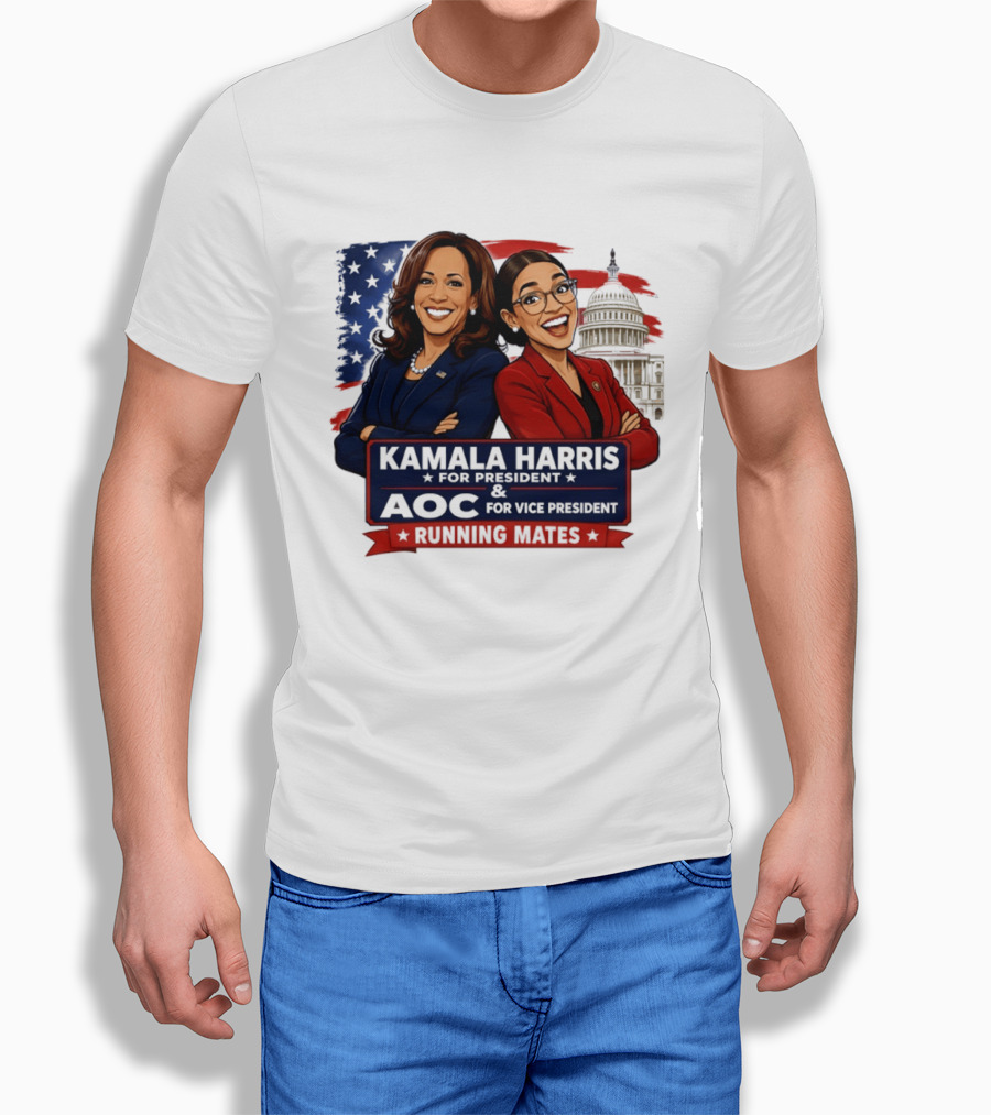 Kamala Harris For President AOC Vice President Running Mates Capitol T-Shirt