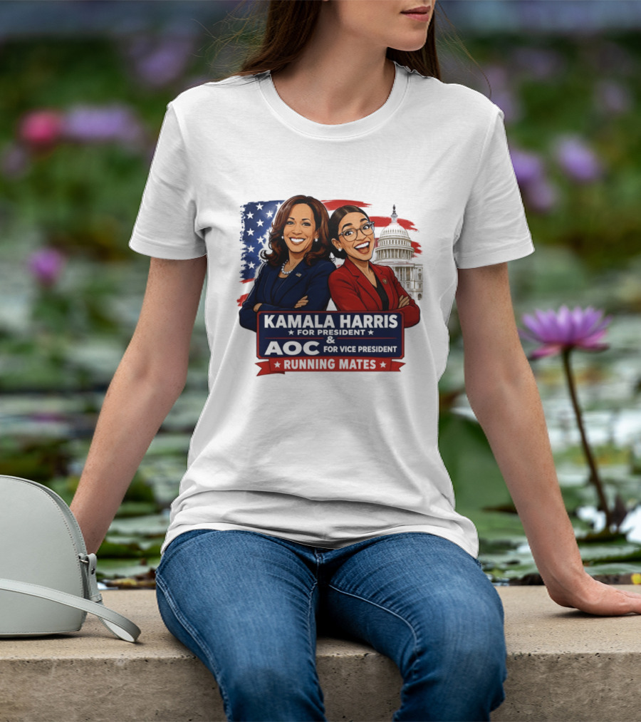 Kamala Harris For President AOC Vice President Running Mates Capitol T-Shirt