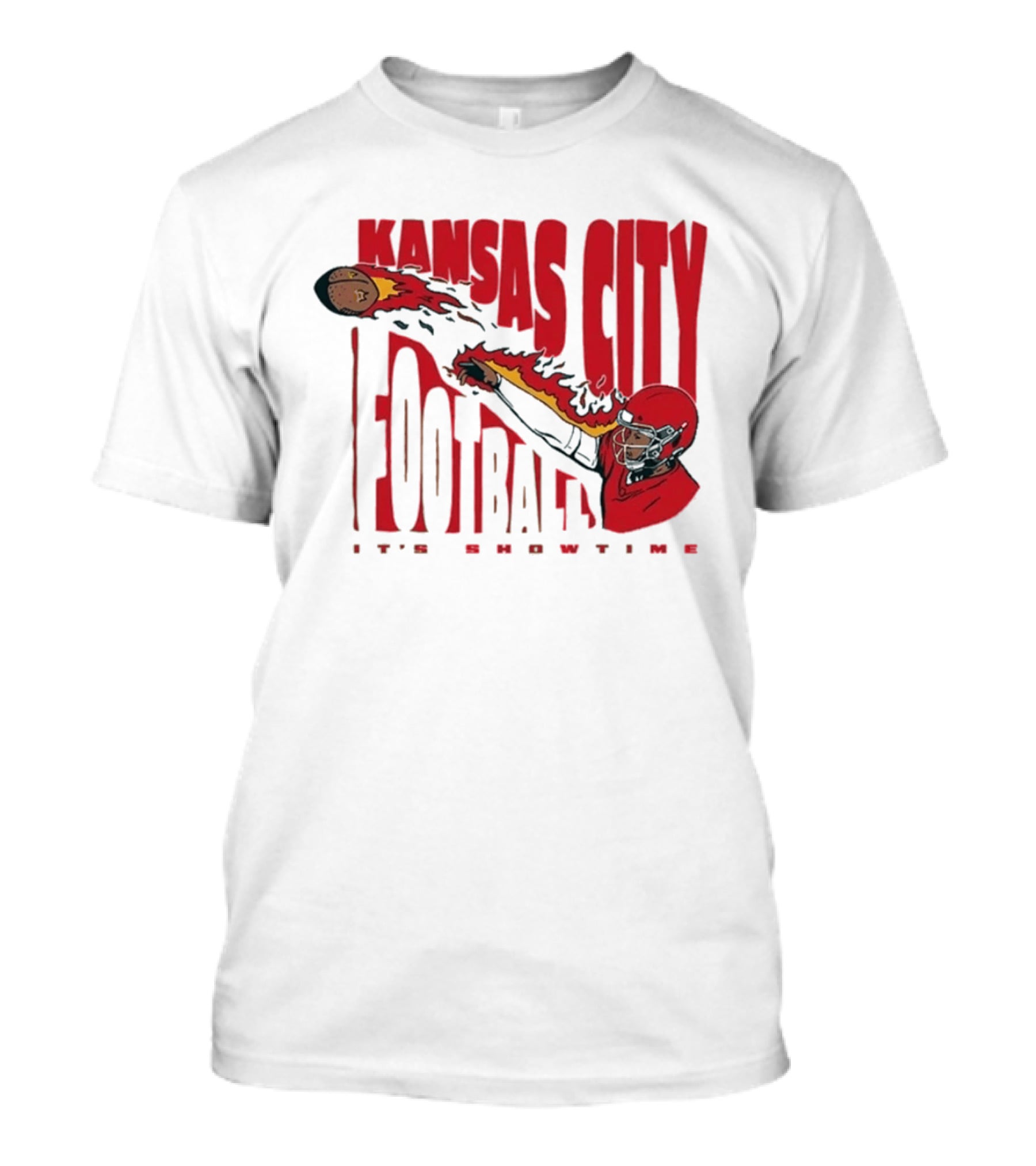 Kansas City Football It's Showtime Quarterback Fireball Pass T-Shirt