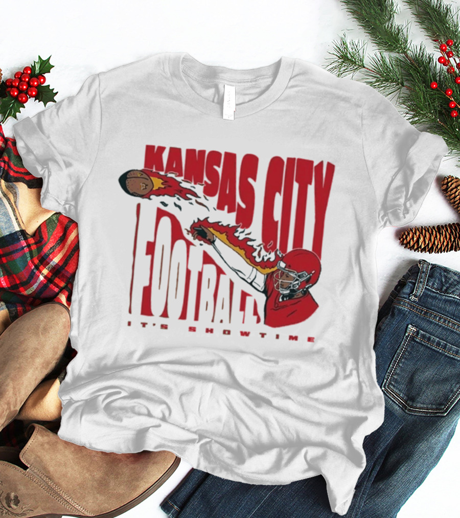 Kansas City Football It's Showtime Quarterback Fireball Pass T-Shirt