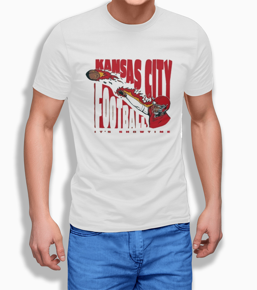 Kansas City Football It's Showtime Quarterback Fireball Pass T-Shirt