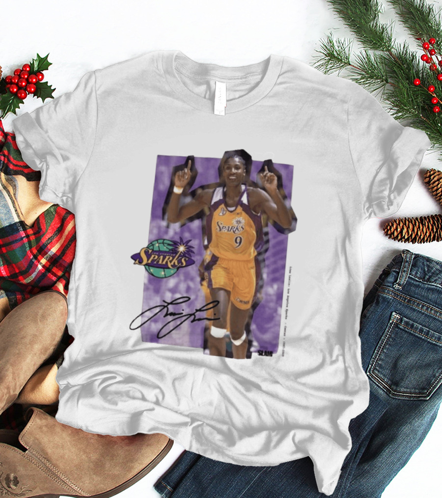 Lisa Leslie Los Angeles Sparks No 9 1997 2009 SLAM Autographed Basketball Legend T-Shirt