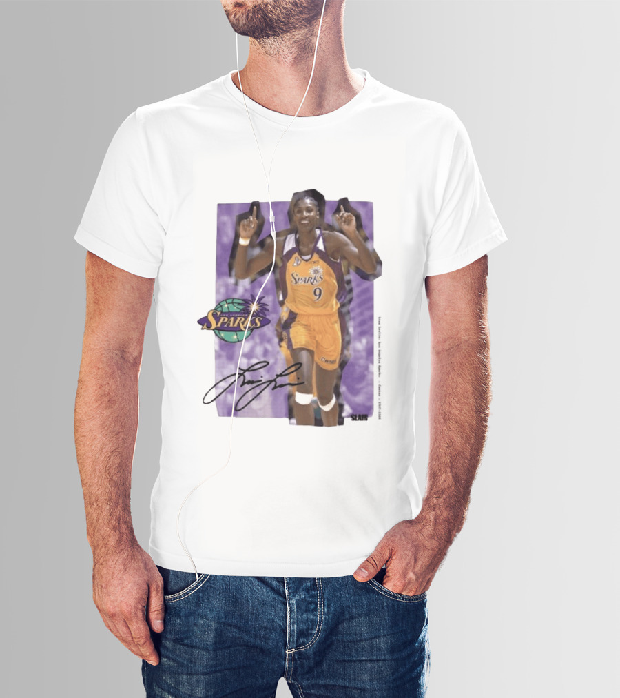 Lisa Leslie Los Angeles Sparks No 9 1997 2009 SLAM Autographed Basketball Legend T-Shirt