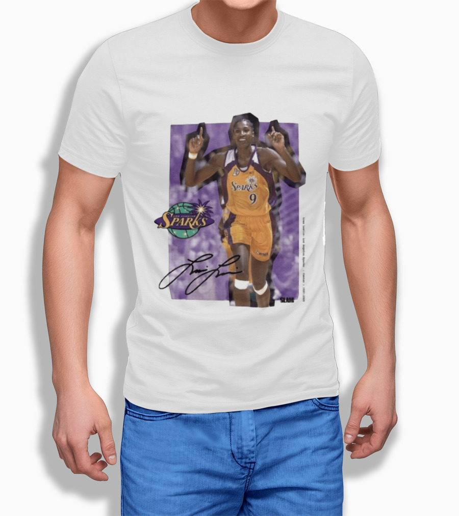 Lisa Leslie Los Angeles Sparks No 9 1997 2009 SLAM Autographed Basketball Legend T-Shirt