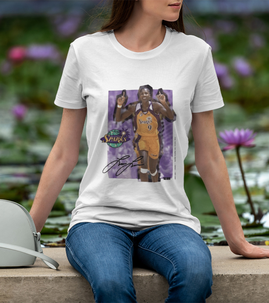 Lisa Leslie Los Angeles Sparks No 9 1997 2009 SLAM Autographed Basketball Legend T-Shirt