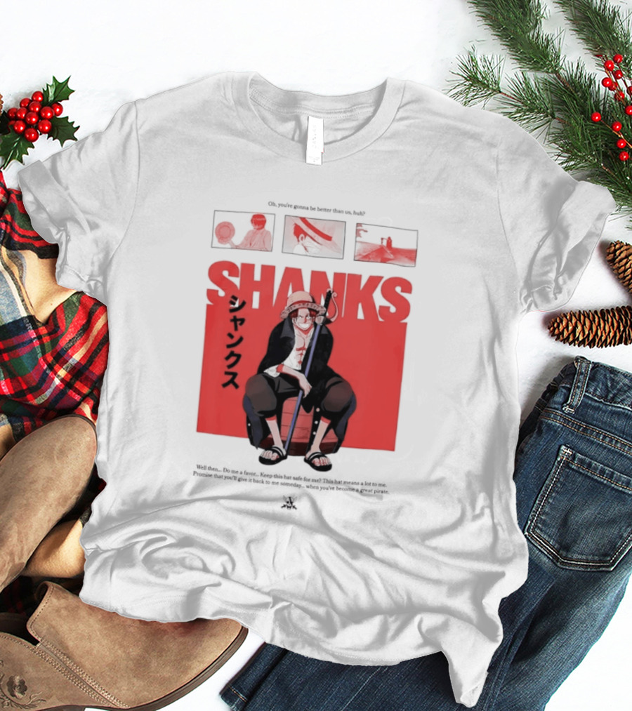 One Piece Shanks Luffy Straw Hat Pirates Manga Panels T-Shirt