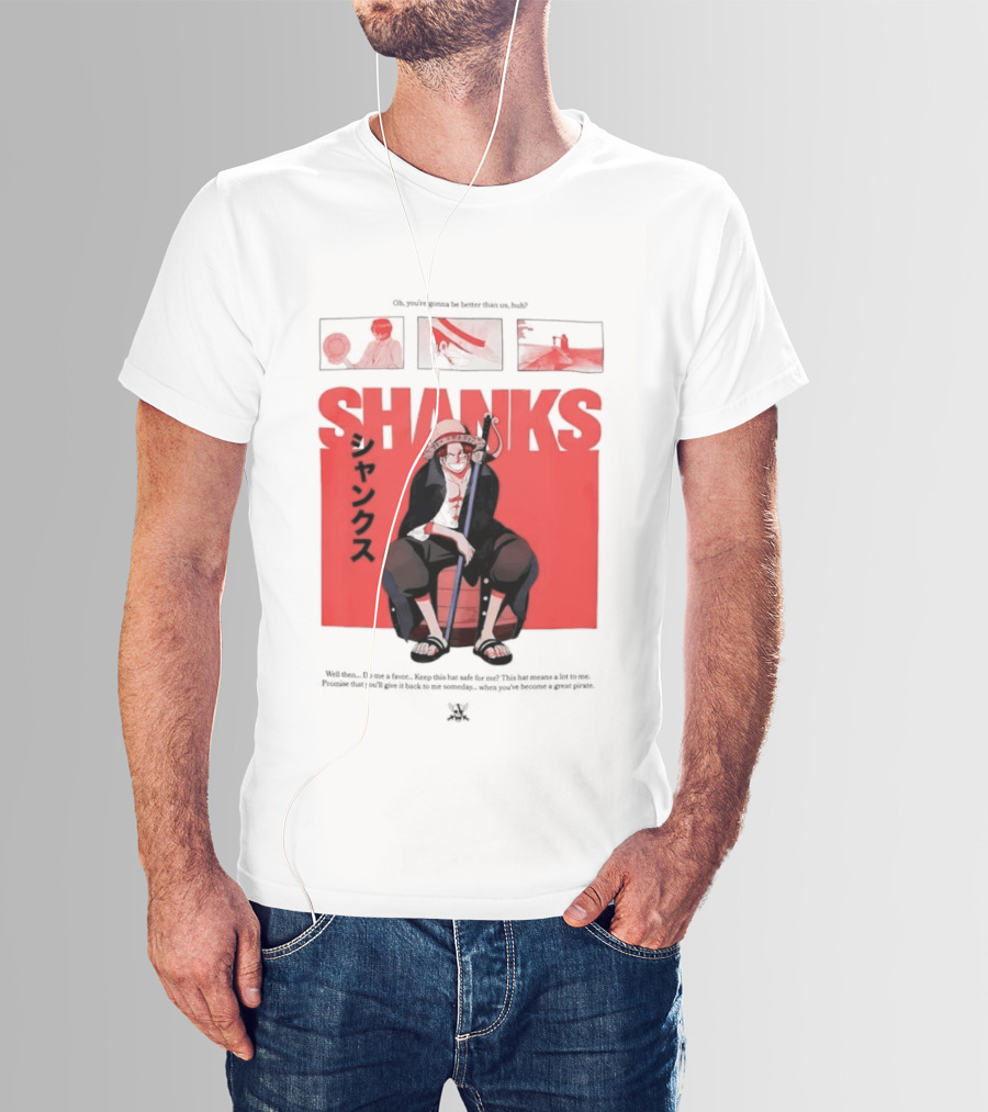 One Piece Shanks Luffy Straw Hat Pirates Manga Panels T-Shirt