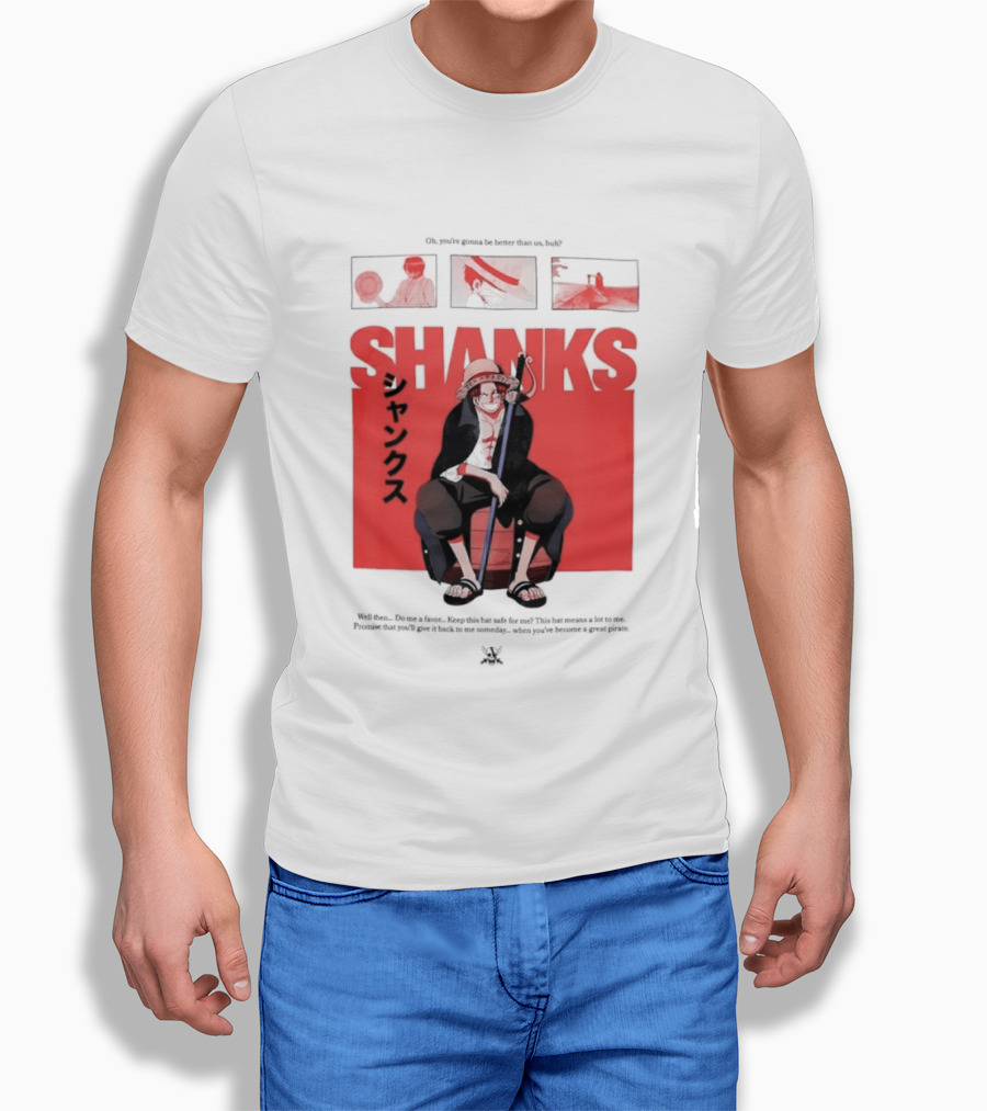 One Piece Shanks Luffy Straw Hat Pirates Manga Panels T-Shirt
