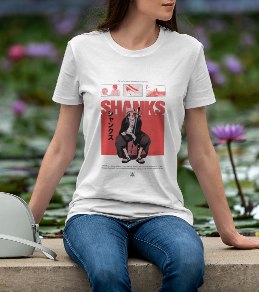 One Piece Shanks Luffy Straw Hat Pirates Manga Panels T-Shirt