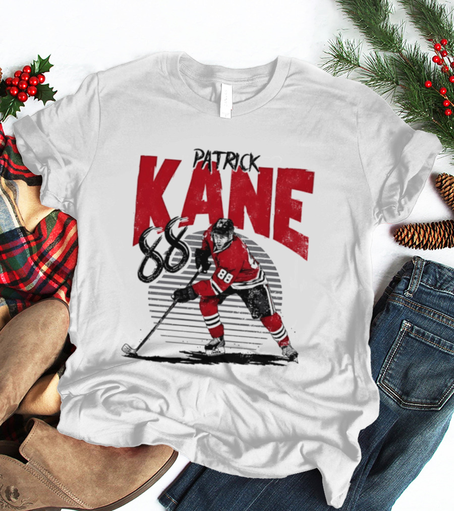 Patrick Kane 88 Chicago Blackhawks Hockey Player Action T-Shirt