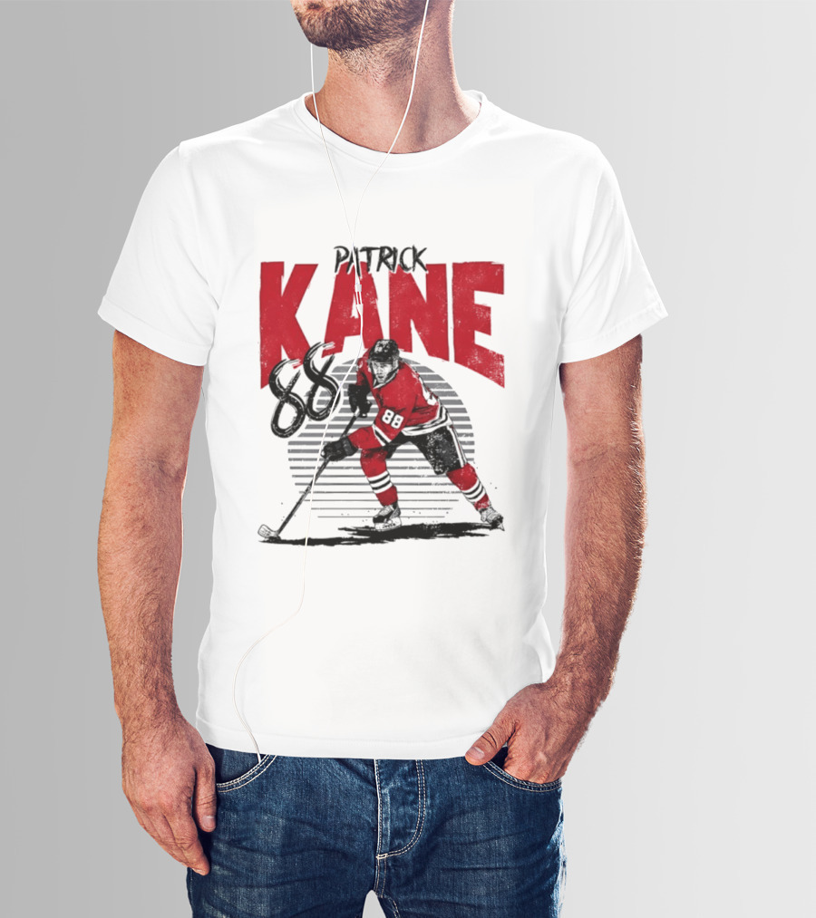 Patrick Kane 88 Chicago Blackhawks Hockey Player Action T-Shirt