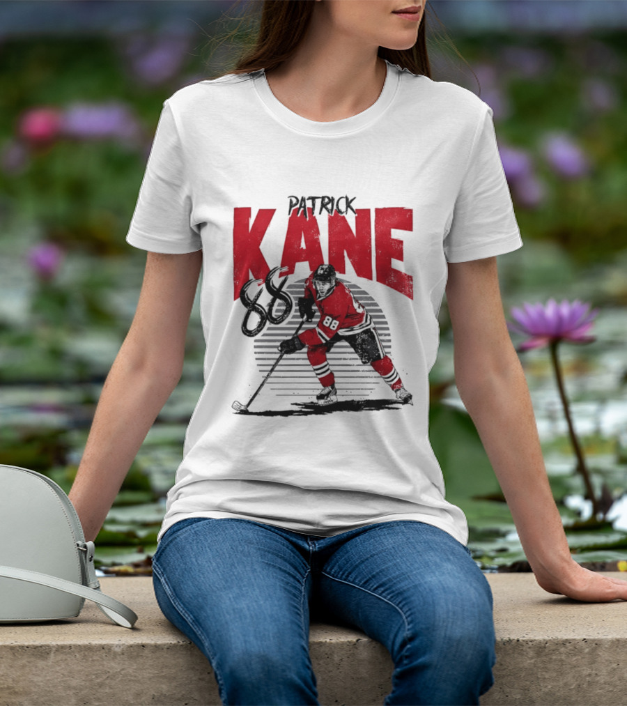 Patrick Kane 88 Chicago Blackhawks Hockey Player Action T-Shirt