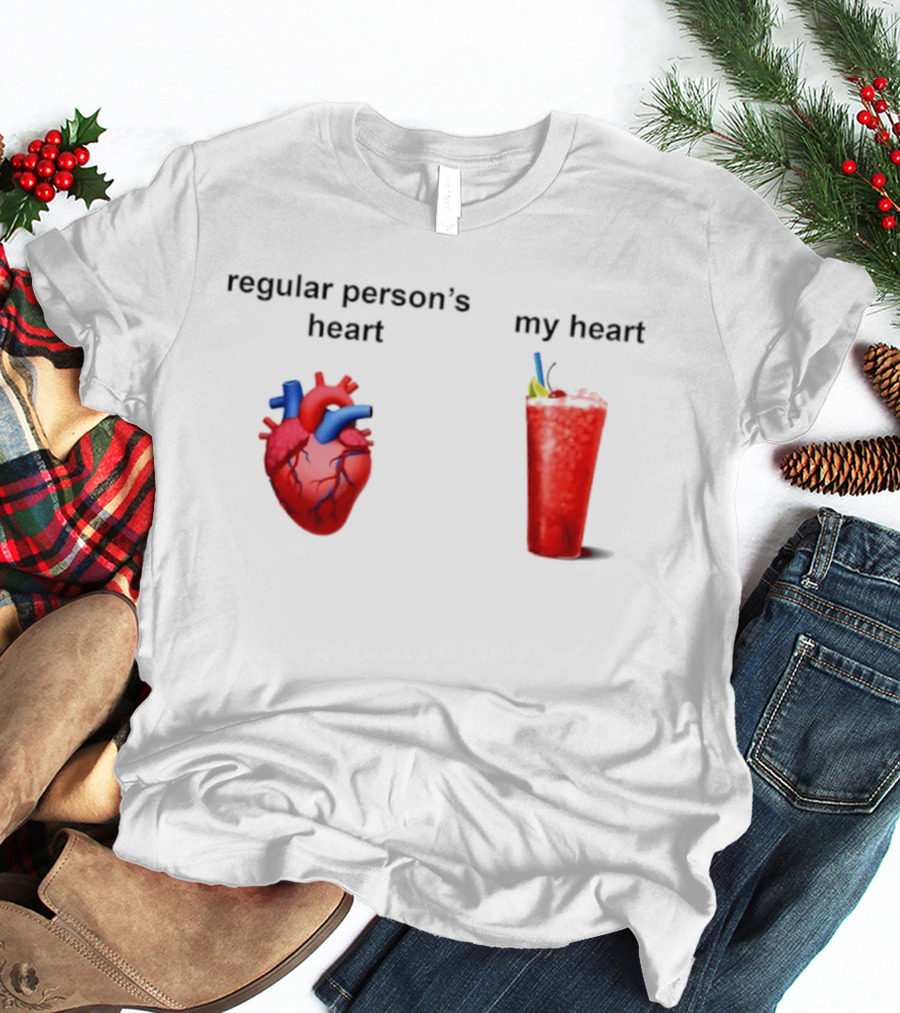 Regular Person's Heart Vs My Heart Cocktail Emoji Comparison T-Shirt