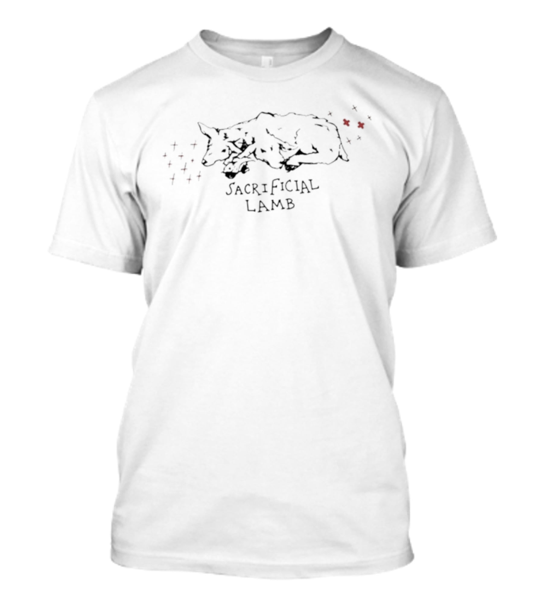 Sacrificial Lamb Illustration With Red Dots Accents T-Shirt