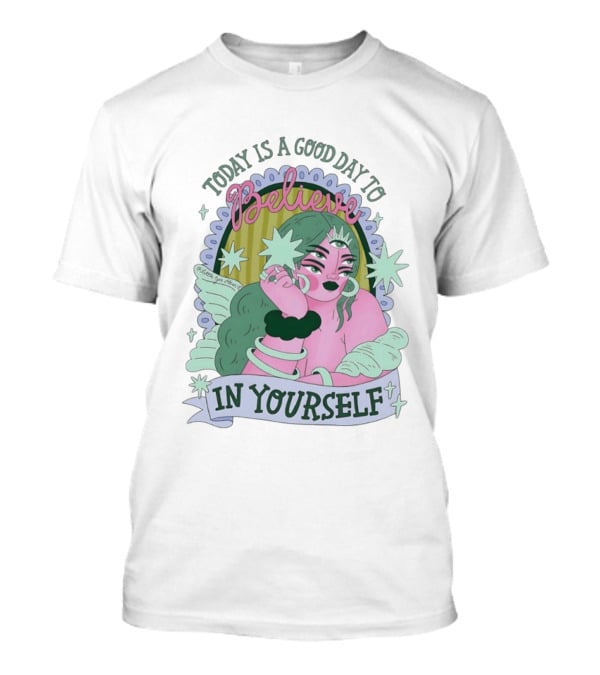 Today Is A Good Day To Believe In Yourself Celestial Character With Wings And Stars T-Shirt