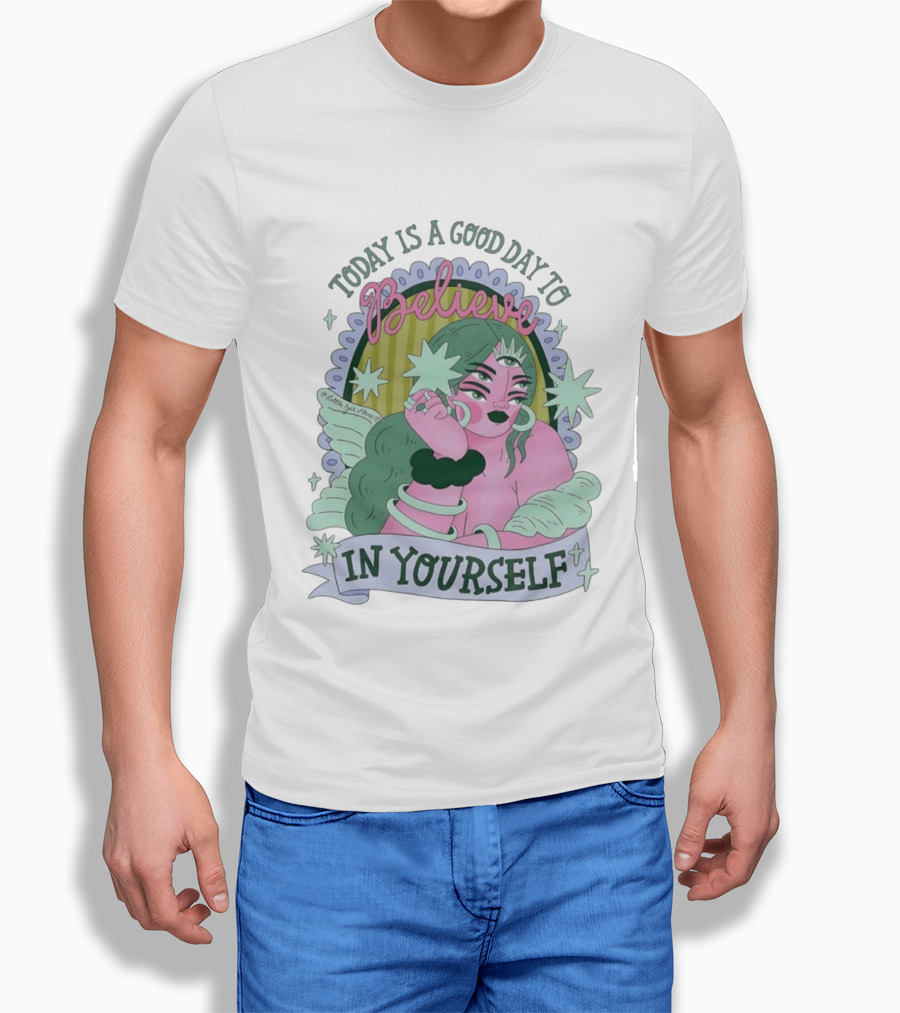 Today Is A Good Day To Believe In Yourself Celestial Character With Wings And Stars T-Shirt
