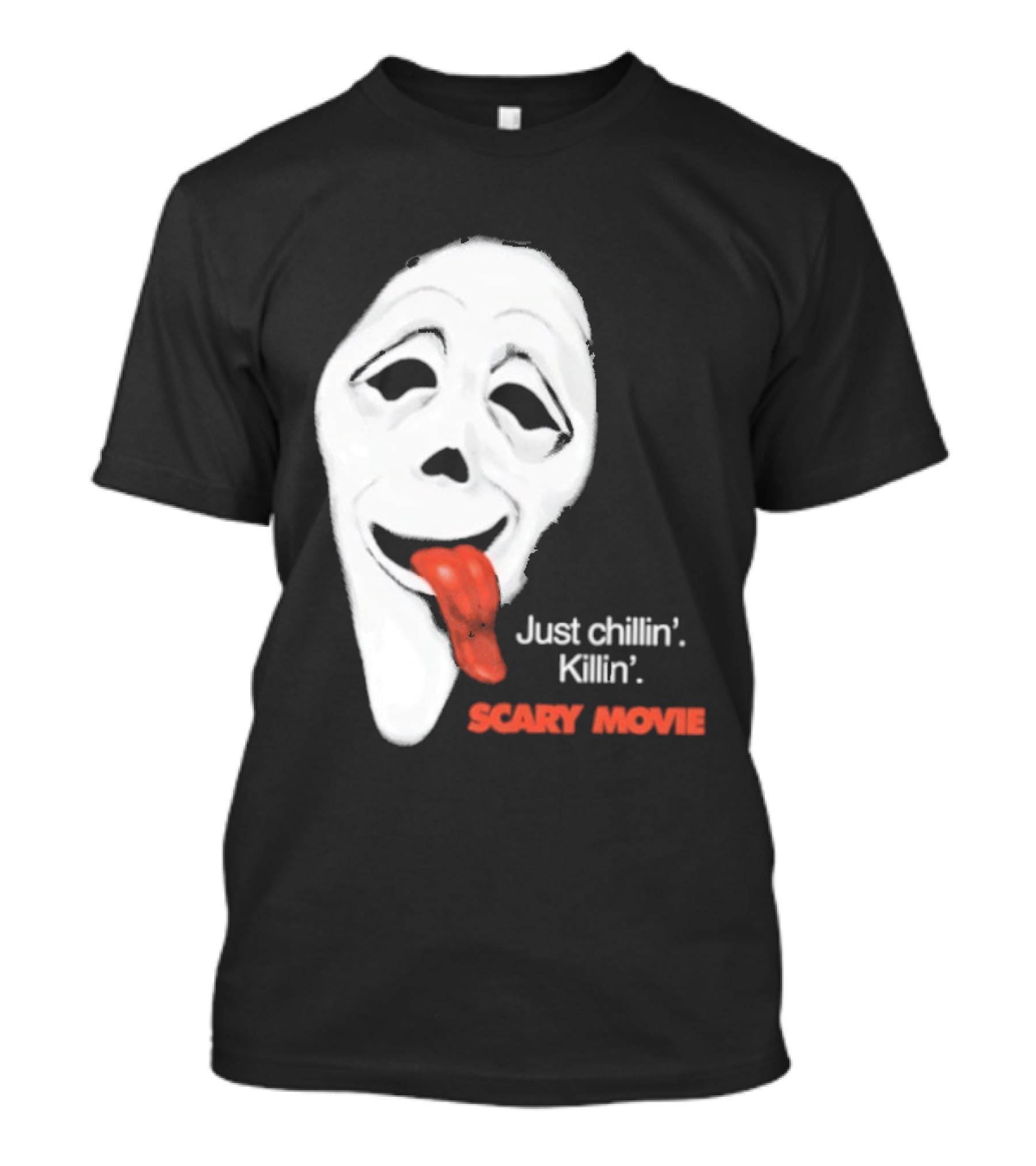 Just Chillin' Killin' Scary Movie Ghostface Mask With Red Tongue T-Shirt