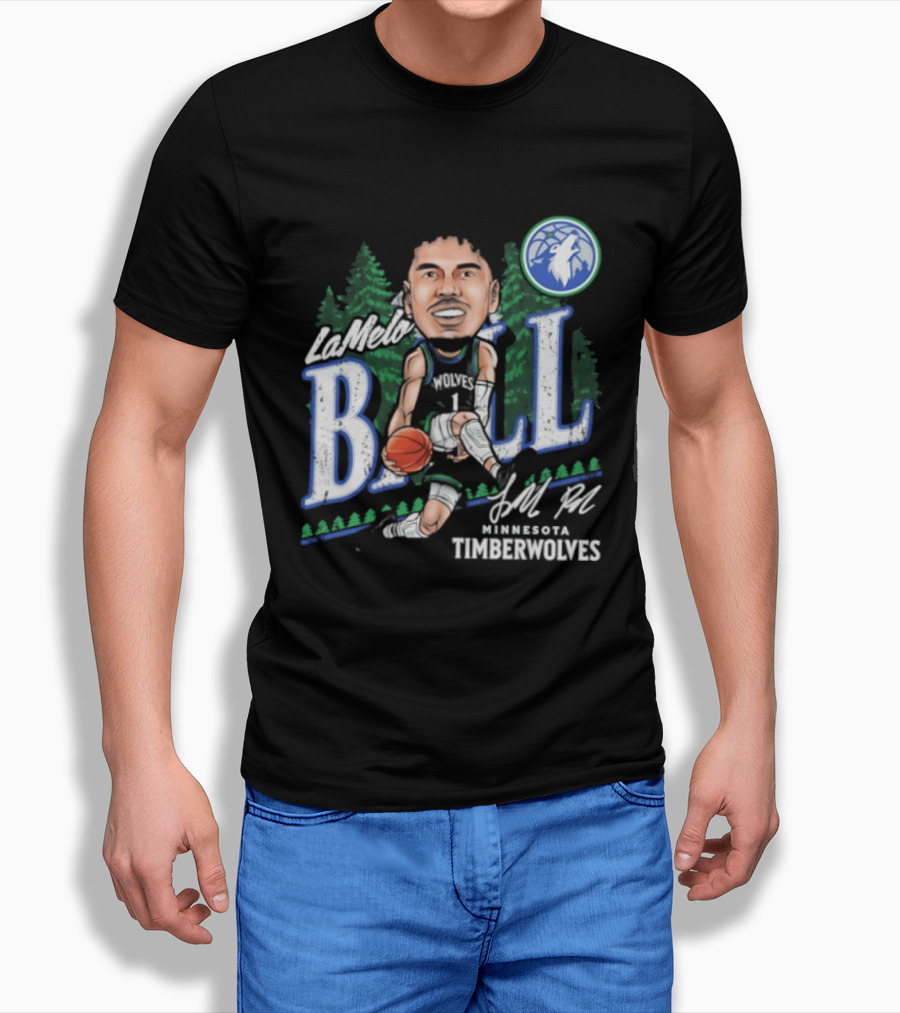 LaMelo Ball Minnesota Timberwolves Basketball Player Caricature T-Shirt