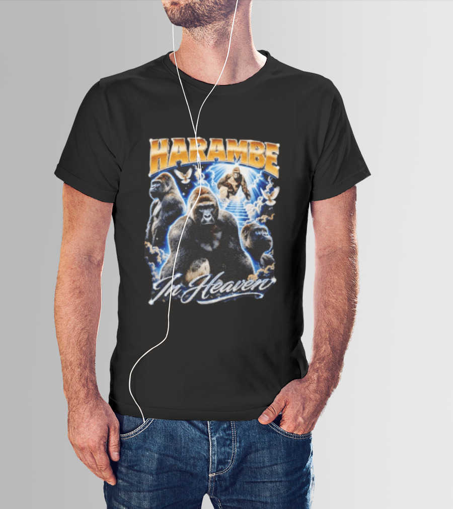 Harambe In Heaven Gorilla And Angels T-Shirt