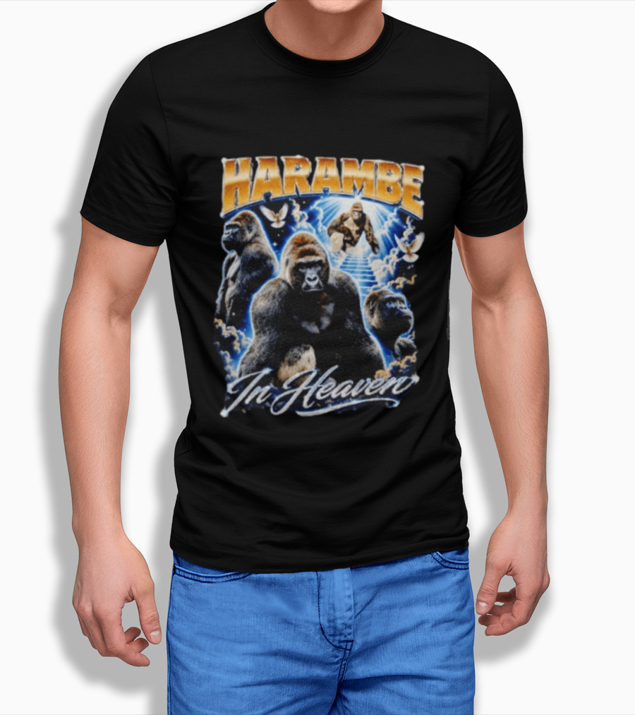 Harambe In Heaven Gorilla And Angels T-Shirt