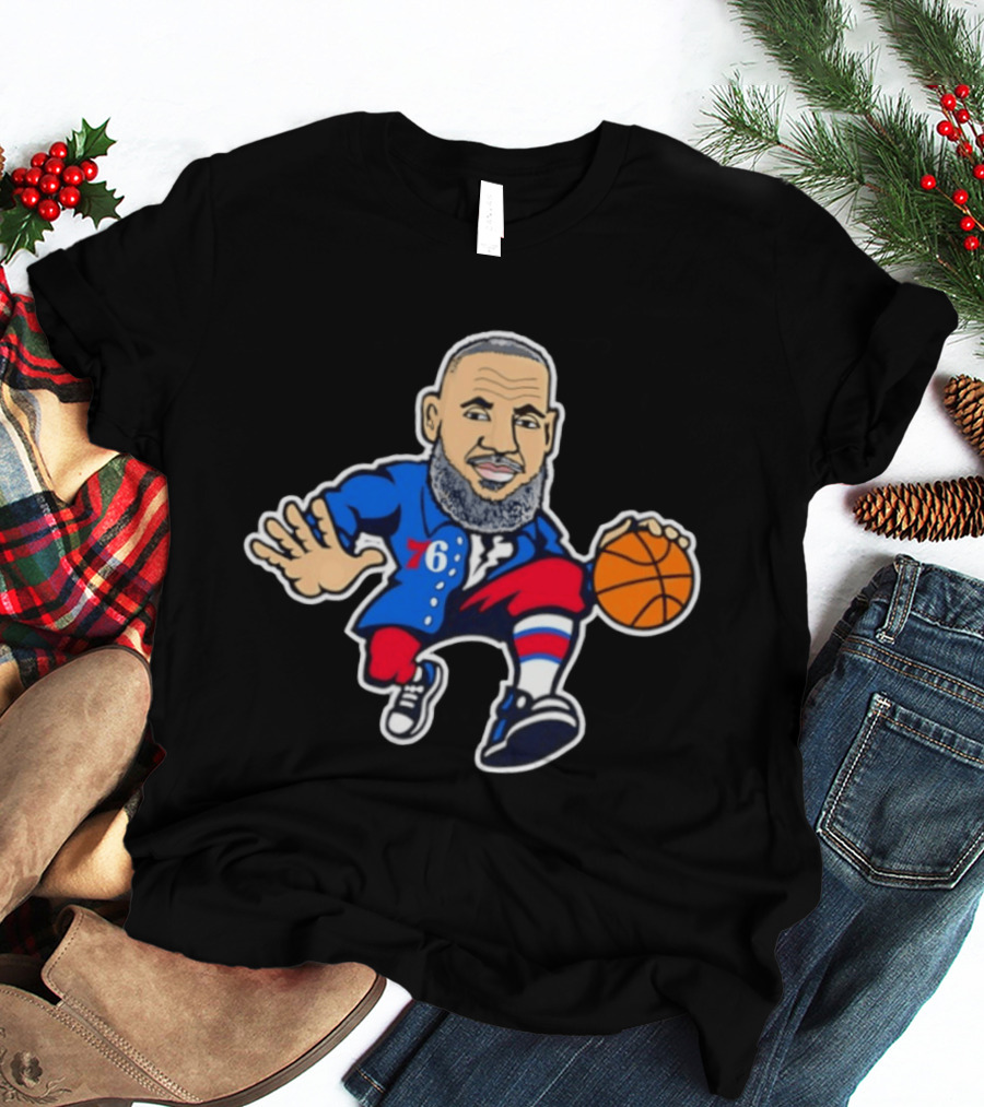 LeBron James Philadelphia Sixers Cartoon Basketball Player With Number 76 T-Shirt