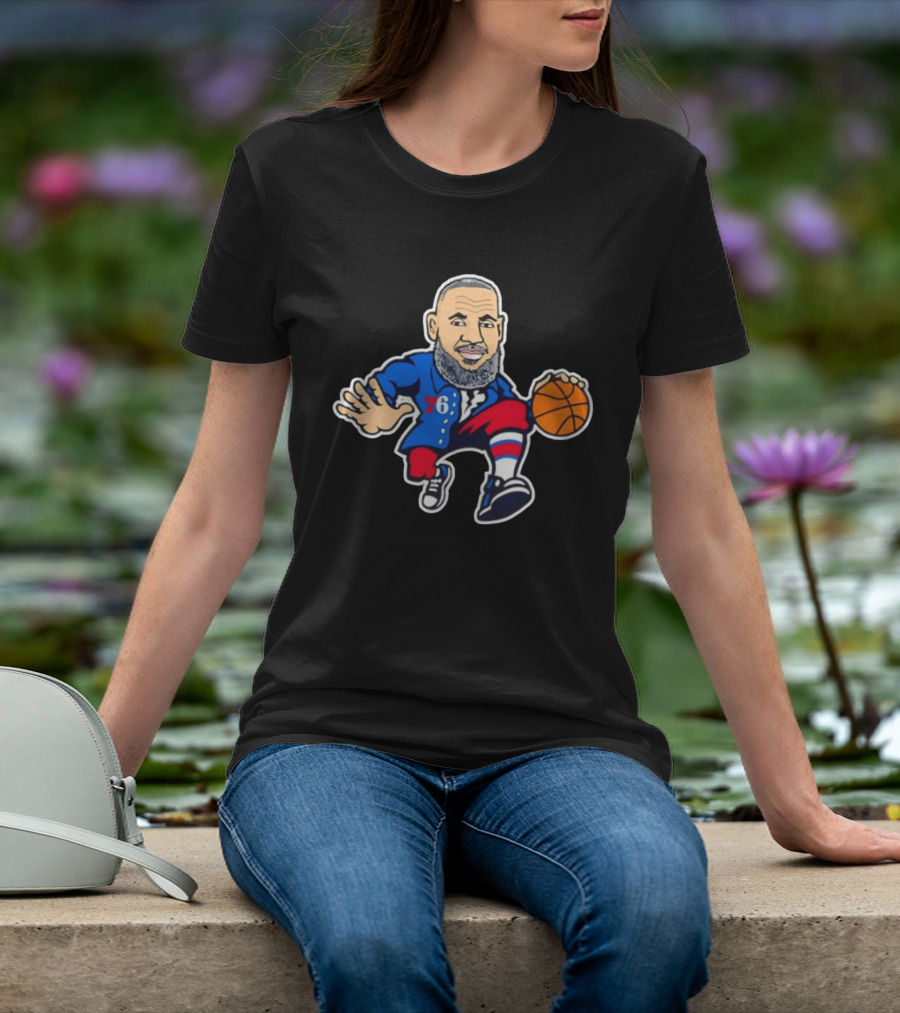 LeBron James Philadelphia Sixers Cartoon Basketball Player With Number 76 T-Shirt