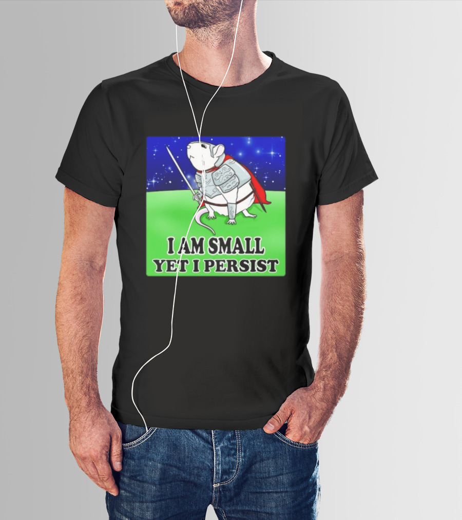 I Am Small Yet I Persist Knight Rat Armor Red Cape Stars T-Shirt