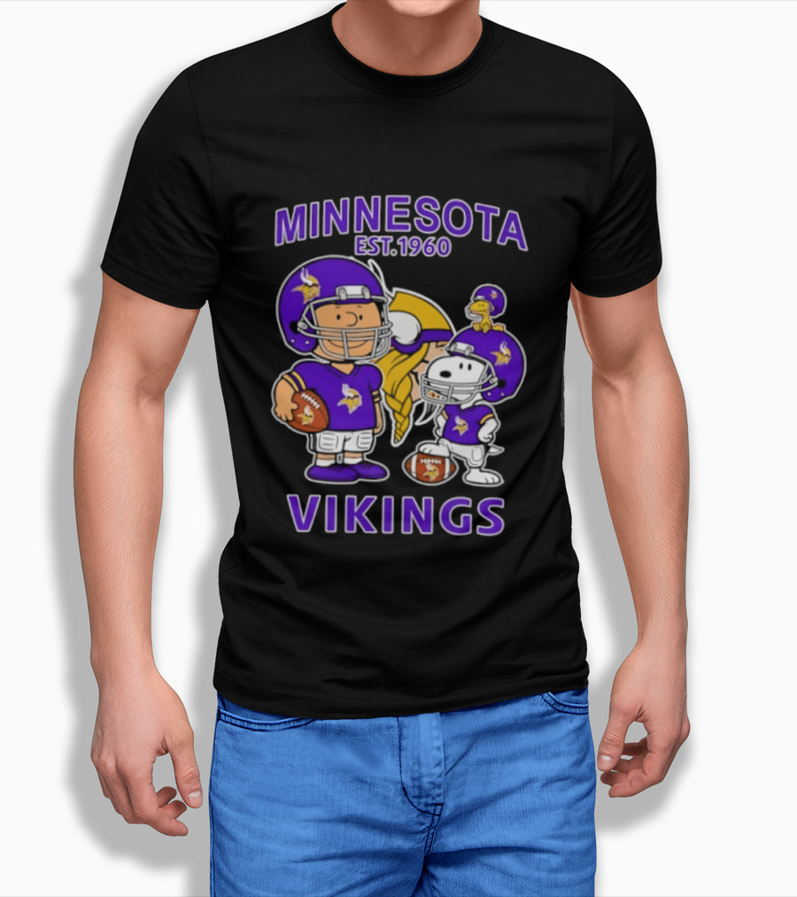 Minnesota Vikings Snoopy Charlie Brown Woodstock Est 1960 Football Team Fan Gear T-Shirt