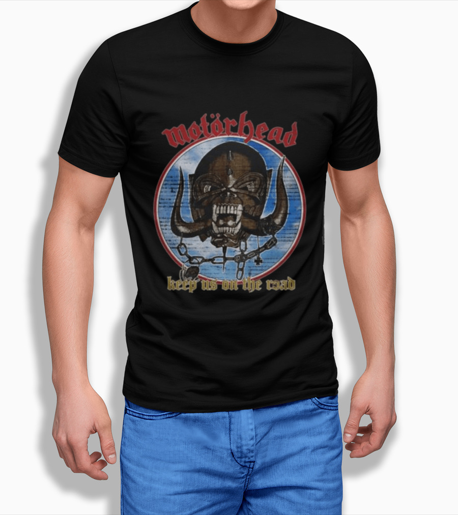 Motörhead Keep Us On The Road Skull Chain Iconic Rock Motif T-Shirt