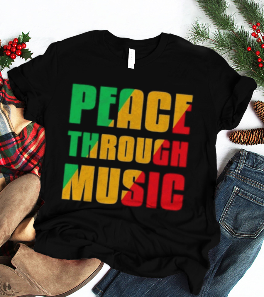 Peace Through Music Reggae Rasta Jamaica T-Shirt