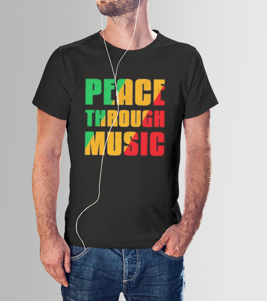 Peace Through Music Reggae Rasta Jamaica T-Shirt